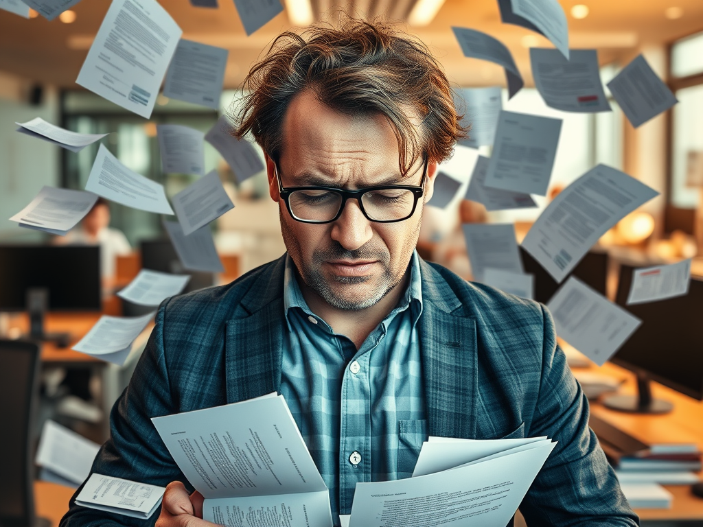 Formularstapel in deutscher Behörde – Symbol für Bürokratieabbau